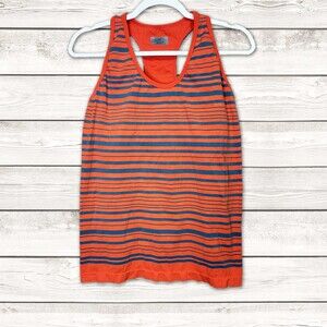 Athleta Orange and Blue Striped Long Line Athletic Top Size Large